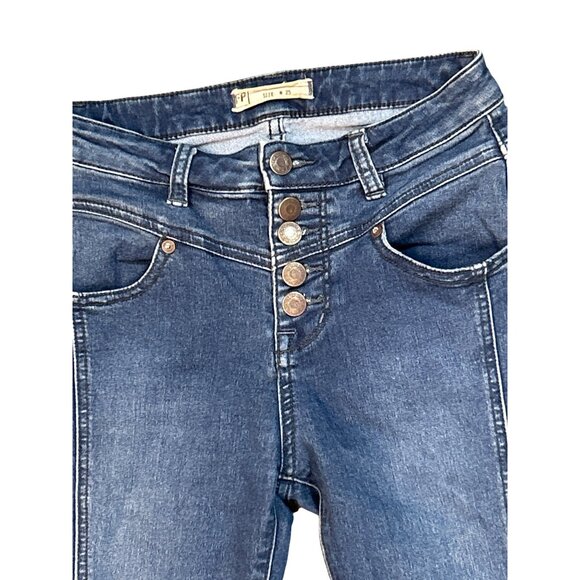 Free People Womens Mid-Rise Flare Leg Jeans Size 25 Seam Detail Y2K 90s Skater - Picture 3 of 6